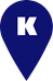 Blue balloon shape with the letter K in it