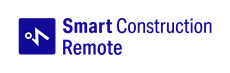 Logo of Smart Construction Remote featuring a stylized compass icon on a blue background next to the text "Smart Construction Remote".