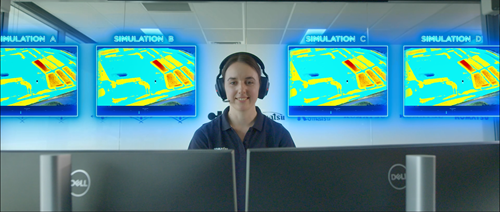 Smart Construction support representative wearing headset